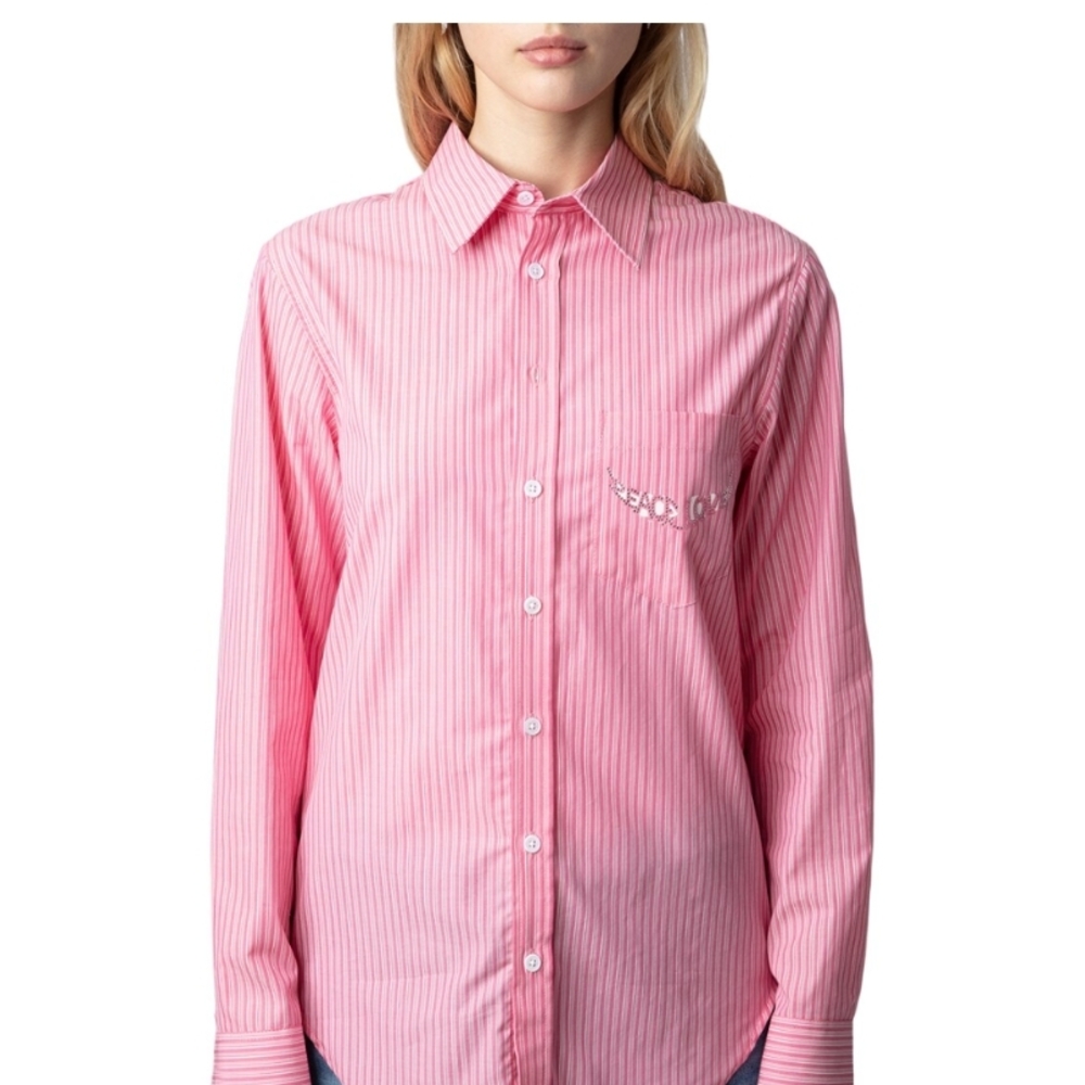 Zadig & Voltaire Pink Striped Button Down Shirt